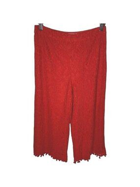 Isla Maude Red Lace Wide Leg Pants Medium Cropped High Rise
